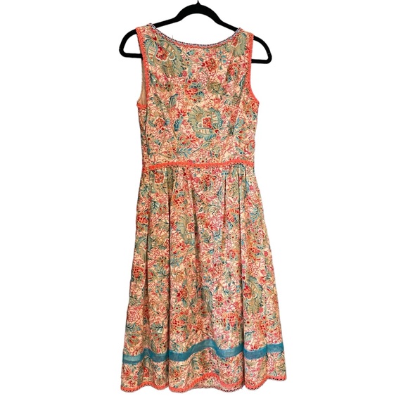 CYNTHIA STEFFE Sleeveless Beaded Cotton Dress,  Silk Lined, Sz 4 - Picture 2 of 16